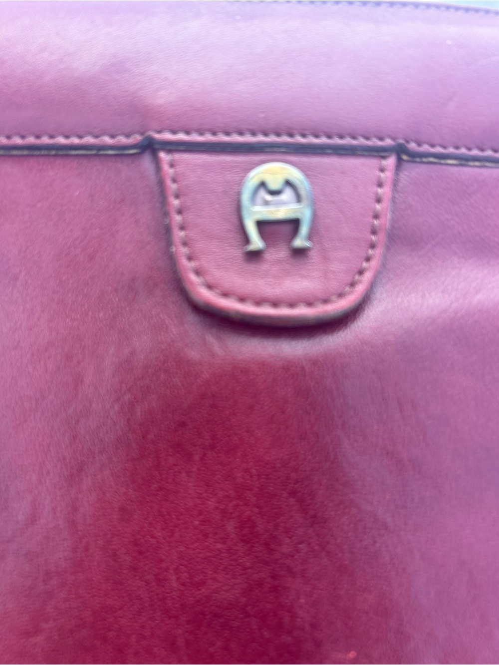 Vintage Burgundy Leather Aigner Clutch - Picture 2 of 14
